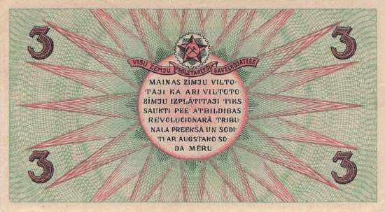 Lettland pr2 3 Rubli 1920